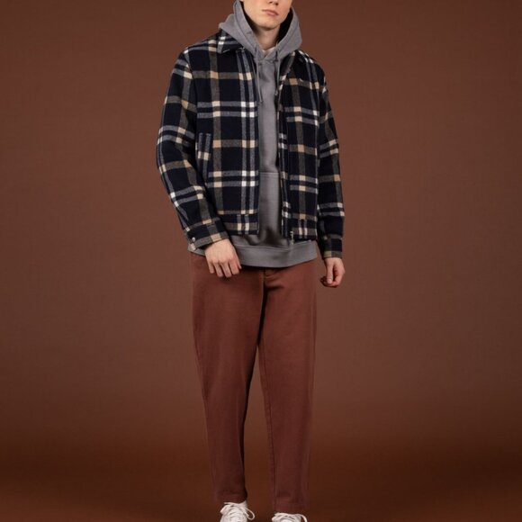 BNWT Wemoto - Donnie - Men's Navy Blue Plaid Heavyweight Worker Jacket - Picture 4 of 5